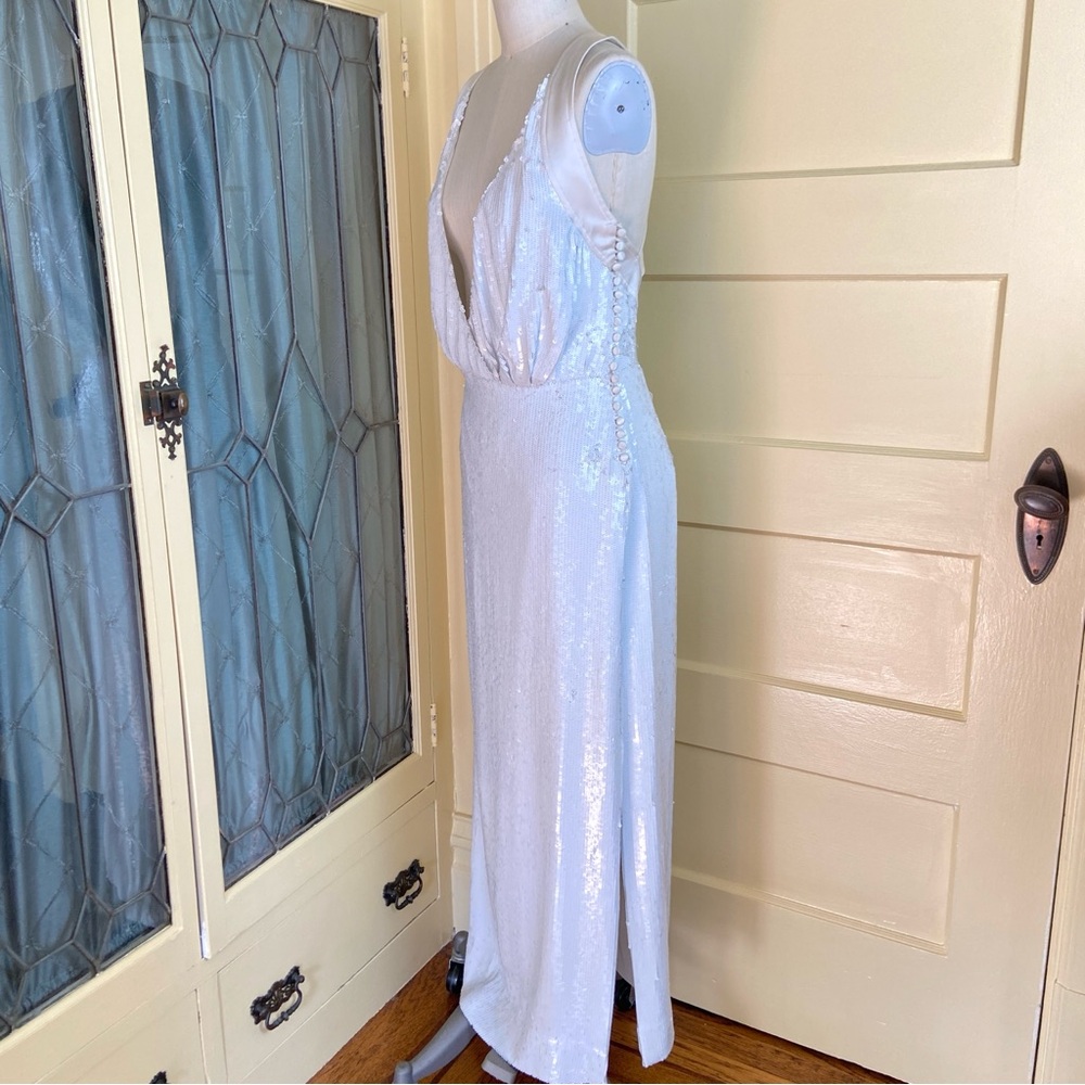 $3,400 Khaite Milo Sequin Plunge Neck Dress - Picture 2 of 15